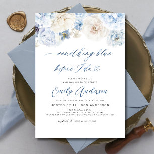 Something Blue Before I Do Floral Bridal Shower Invitation