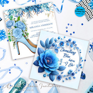 Something Blue Before I do Floral Bridal Shower Invitation