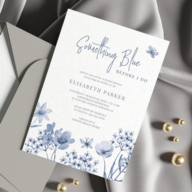 Something blue before I do floral bridal shower Invitation (Creator Uploaded)