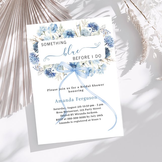 Something blue before I do floral Bridal Shower Invitation (Creator Uploaded)