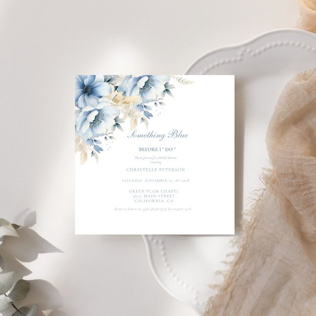 Something blue before i do floral Bridal shower Invitation (Creator Uploaded)