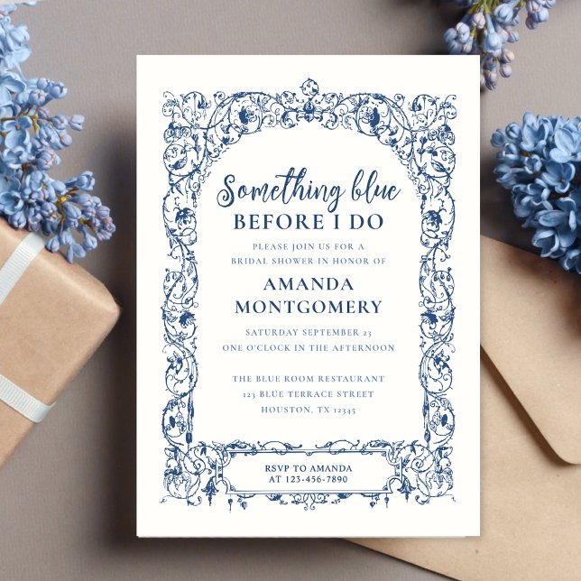 Something Blue Before I Do Floral Bridal Shower Invitation (Creator Uploaded)