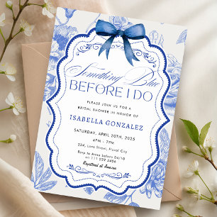 Something Blue Before I Do Floral Bridal Shower Invitation