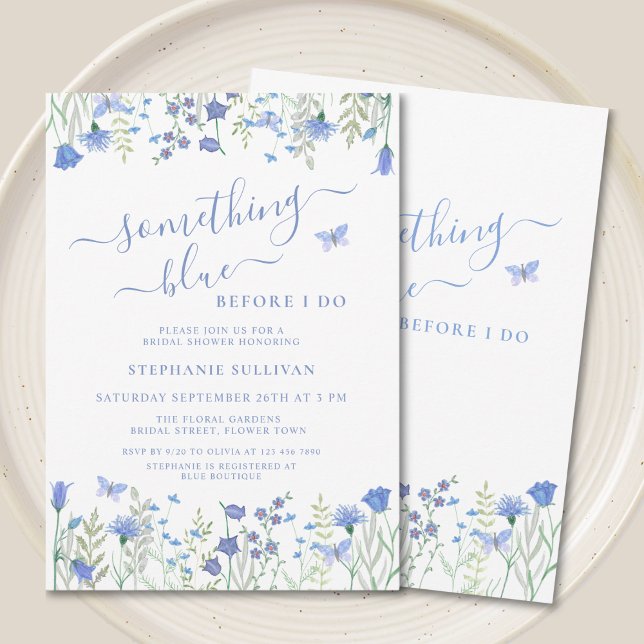 Something Blue Before I Do Floral Bridal Shower Invitation (Creator Uploaded)