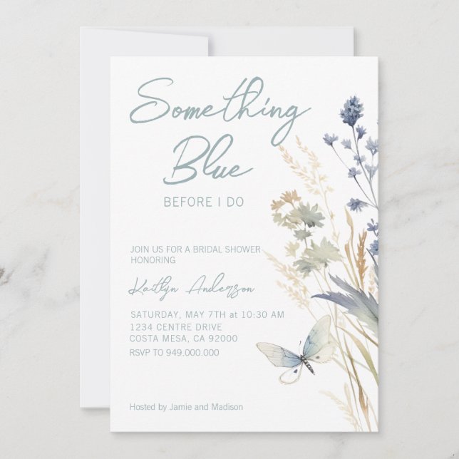 Something Blue Before I Do Floral Bridal Shower Invitation (Front)