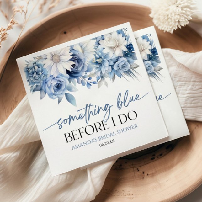 Something Blue Before I Do Floral Bridal Shower Napkin (Creator Uploaded)