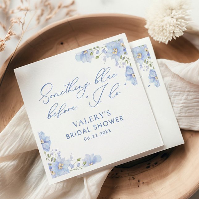 Something Blue Before I Do Floral Bridal Shower Napkin (Creator Uploaded)