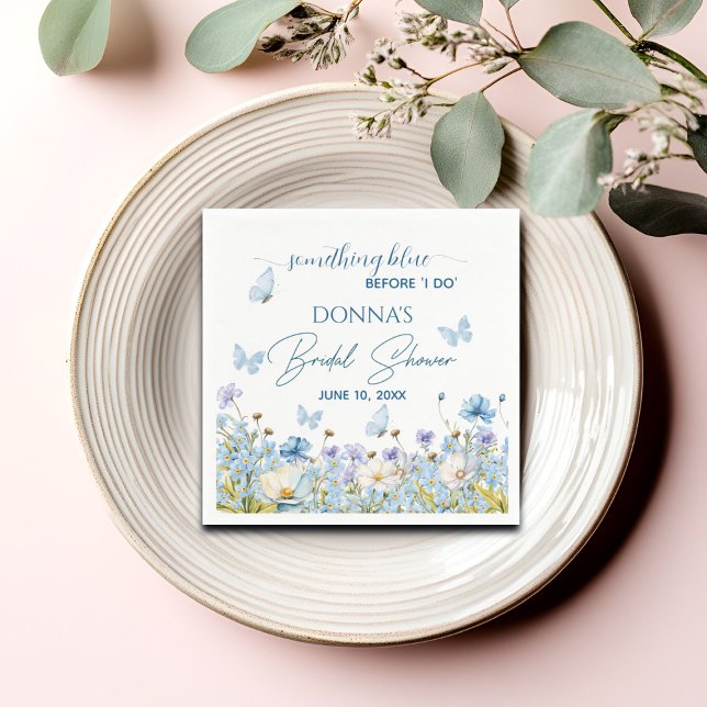 Something Blue before 'I do' Floral Bridal Shower Napkin (Creator Uploaded)