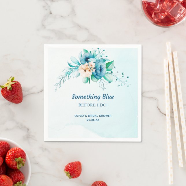 Something Blue Before I Do Floral Bridal Shower  Napkin (Insitu)