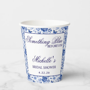 Something Blue Before I Do Floral Bridal Shower Paper Cups