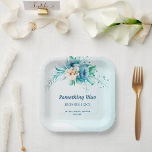 Something Blue Before I Do Floral Bridal Shower Paper Plate