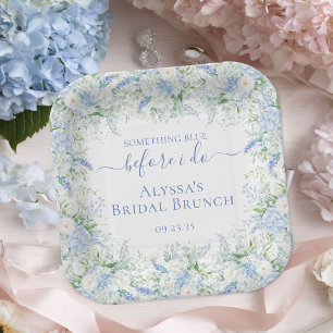 Something Blue Before I Do Floral Bridal Shower Paper Plate