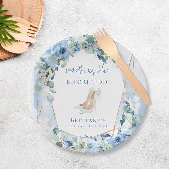Something Blue Before I Do Floral Bridal Shower Paper Plate (Creator Uploaded)