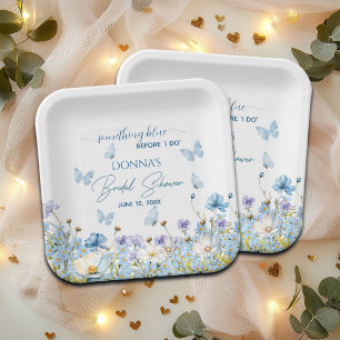 Something Blue before 'I do' Floral Bridal Shower Paper Plate
