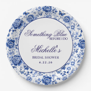 Something Blue Before I Do Floral Bridal Shower Paper Plate