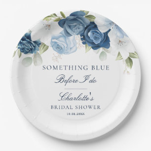 Something Blue Before I Do Floral Bridal Shower Paper Plate