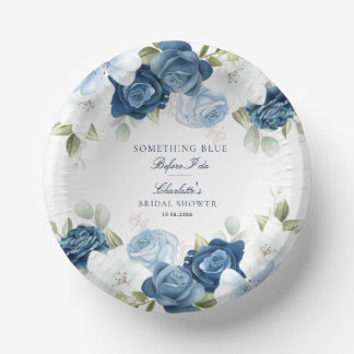 Something Blue Before I Do Floral Bridal Shower Paper Plate