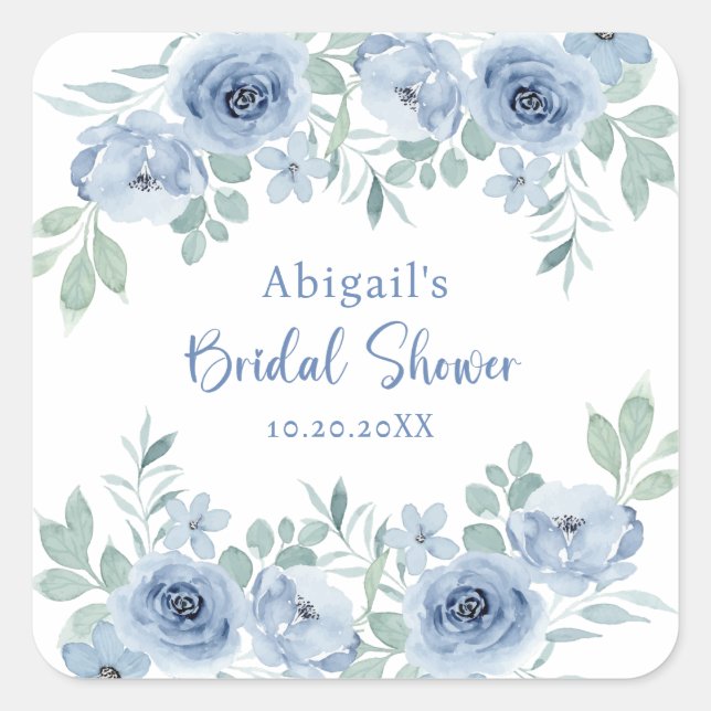 SOMETHING BLUE BEFORE I DO FLORAL BRIDAL SHOWER  SQUARE STICKER (Front)