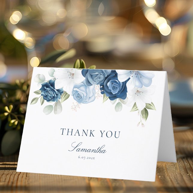 Something Blue Before I Do Floral Bridal Shower Thank You Card (Something Blue Before I Do Floral Bridal Shower Thank You Card)