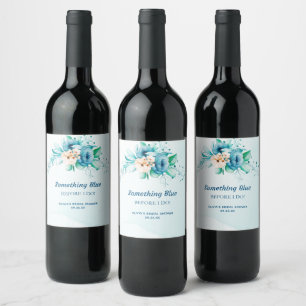 Something Blue Before I Do Floral Bridal Shower Wine Label