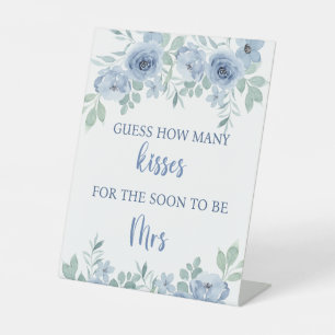 SOMETHING BLUE BEFORE I DO FLORAL GUESS HOW MANY  PEDESTAL SIGN