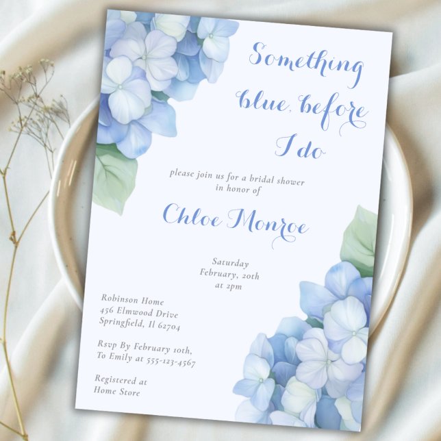 Something Blue Before I Do Floral Hydrangeas Invitation (Creator Uploaded)