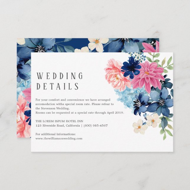 Something blue before i do floral Wedding Enclosure Card (Front/Back)