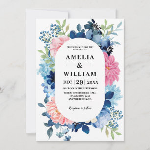 Something blue before i do floral Wedding Invitation