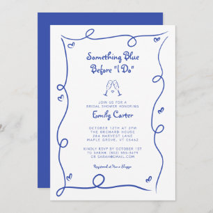 Something Blue Before I Do Hand Drawn Invitation