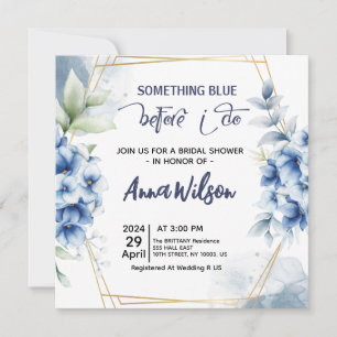 Something Blue Before I Do hydrangea Bridal Shower Invitation