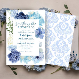 Something blue before i do hydrangea bridal shower invitation
