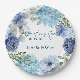 Something blue before i do hydrangea bridal shower paper plate