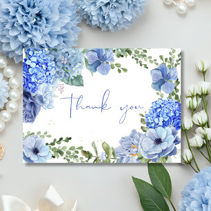 Something blue before i do hydrangea bridal shower thank you card