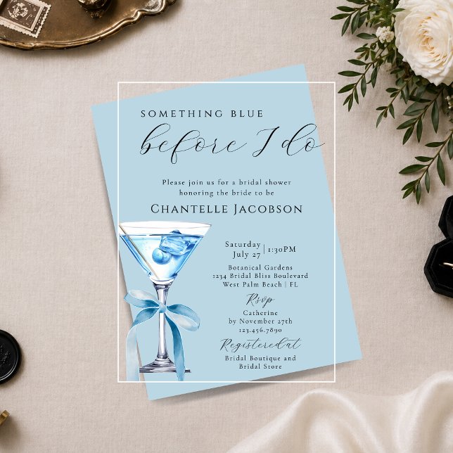 Something Blue Before I Do Martini Bridal Shower  Acrylic Invitations (Creator Uploaded)