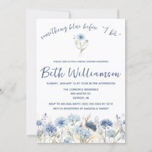 Something Blue before I Do! Modern Bridal Shower Invitation
