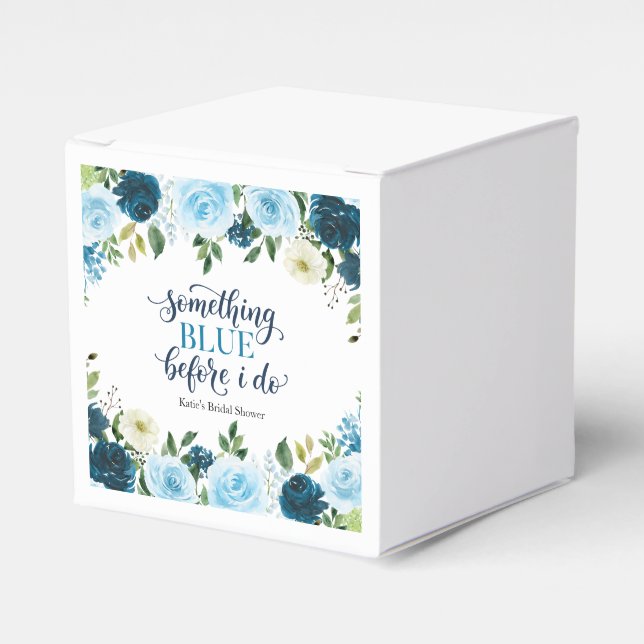 Something Blue Before I Do Navy Floral Favour Box (Front Side)