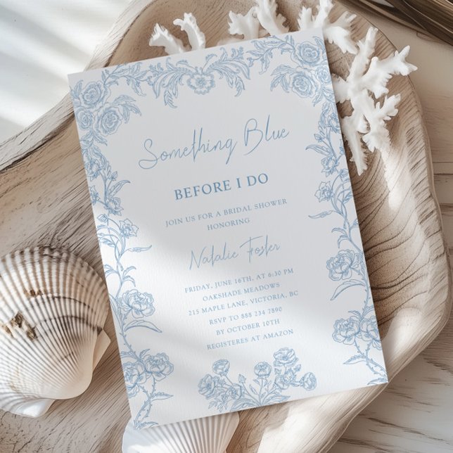 Something Blue Before I Do Roses Bridal Shower Invitation (Creator Uploaded)