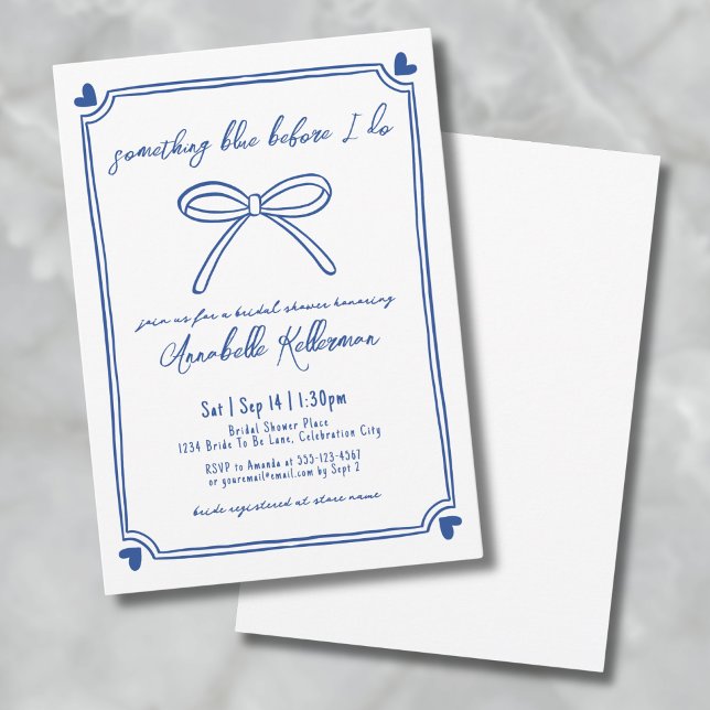 Something Blue Before I Do Whimsical Bridal Shower Invitation (Something Blue Before I Do Whimsical Bridal Shower Invitation)