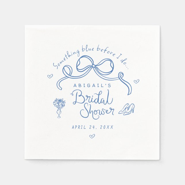 Something Blue Before I Do Whimsical Bridal Shower Napkin (Front)