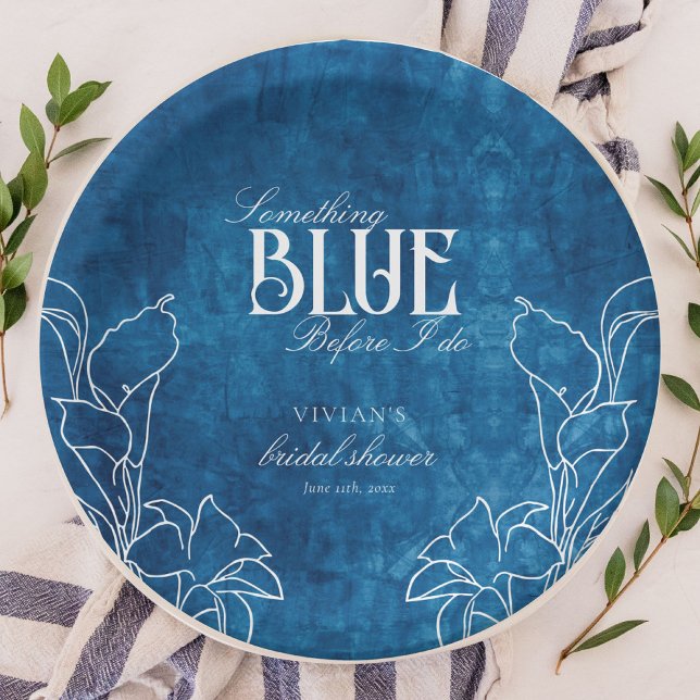 Something Blue Before I do White Floral Paper Plate (Creator Uploaded)