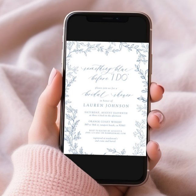 Something Blue Before QR Botanical Bridal Shower Invitation (Creator Uploaded)