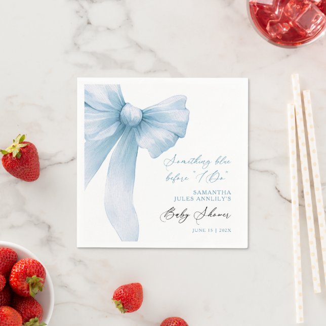 Something Blue Blue Bow Bridal Shower Napkin (Insitu)