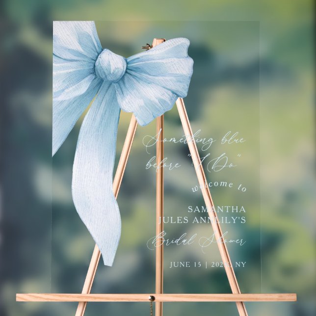 Something Blue Blue Bow Bridal Shower Welcome Sign (Neutral)