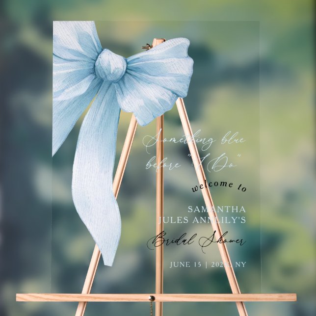 Something Blue Blue Bow Bridal Shower Welcome Sign (Neutral)