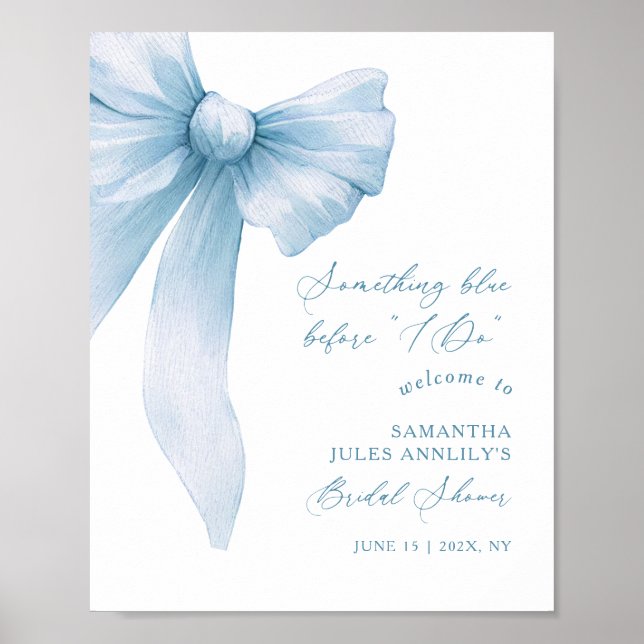 Something Blue Blue Bow Bridal Shower Welcome Sign (Front)