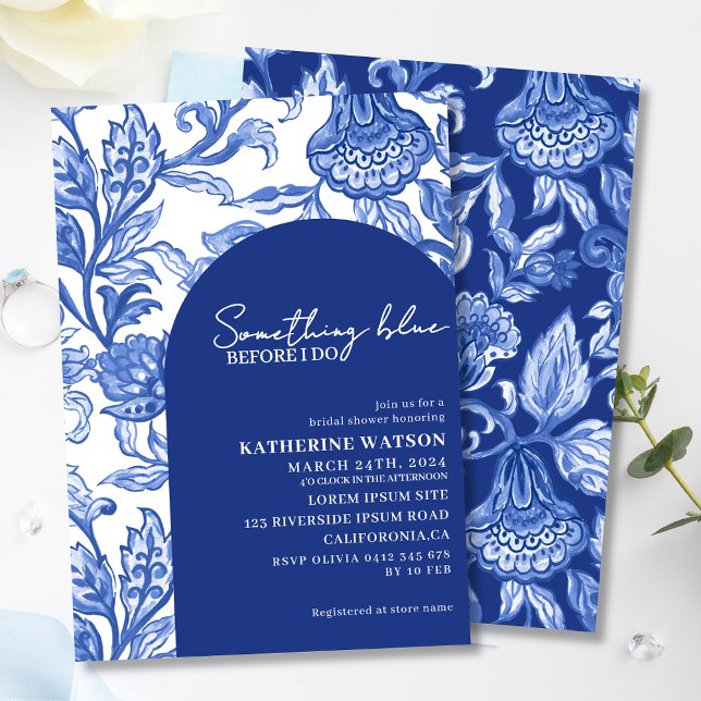Something blue blue chinoiserie bridal shower invitation (Creator Uploaded)