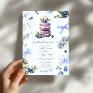 Something Blue Blueberry Macaron Bridal Shower Invitation