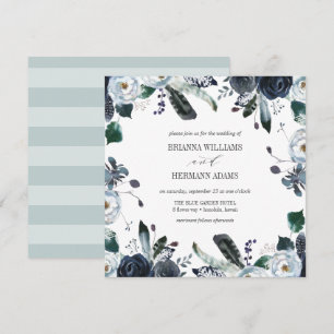Something Blue   Boho Botanical wedding Invitation