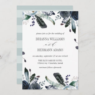 Something Blue   Boho Chic Botanical wedding Invitation