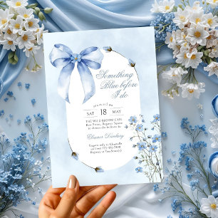 Something Blue Bow and Wildflower Bridal Shower Invitation
